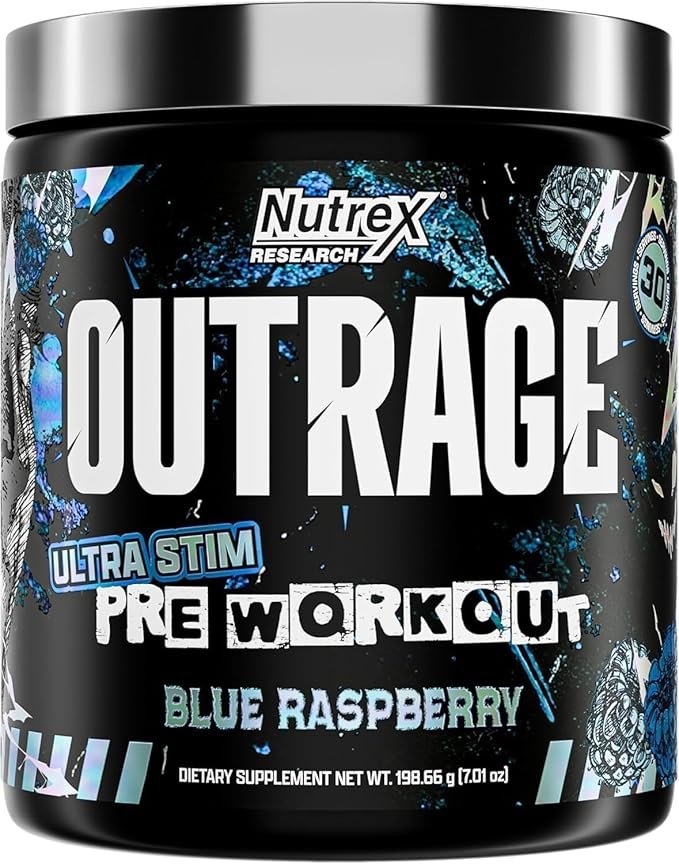 NUTREX OUTRAGE 30 SERVINGSFRUIT BLUE RASPBERRY PRE WORKOUT